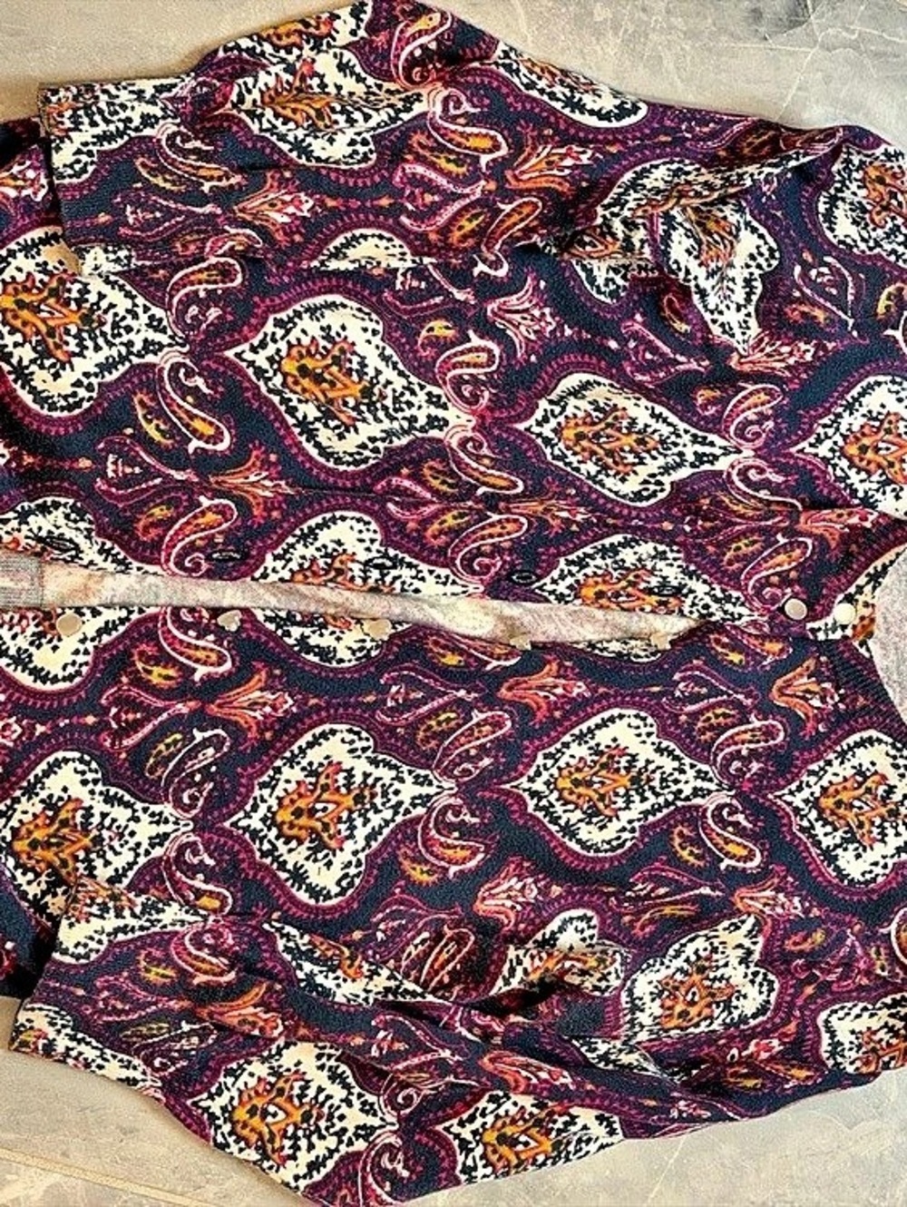 J.Crew Paisley Button Cardigan in Purple & Red Size Medium